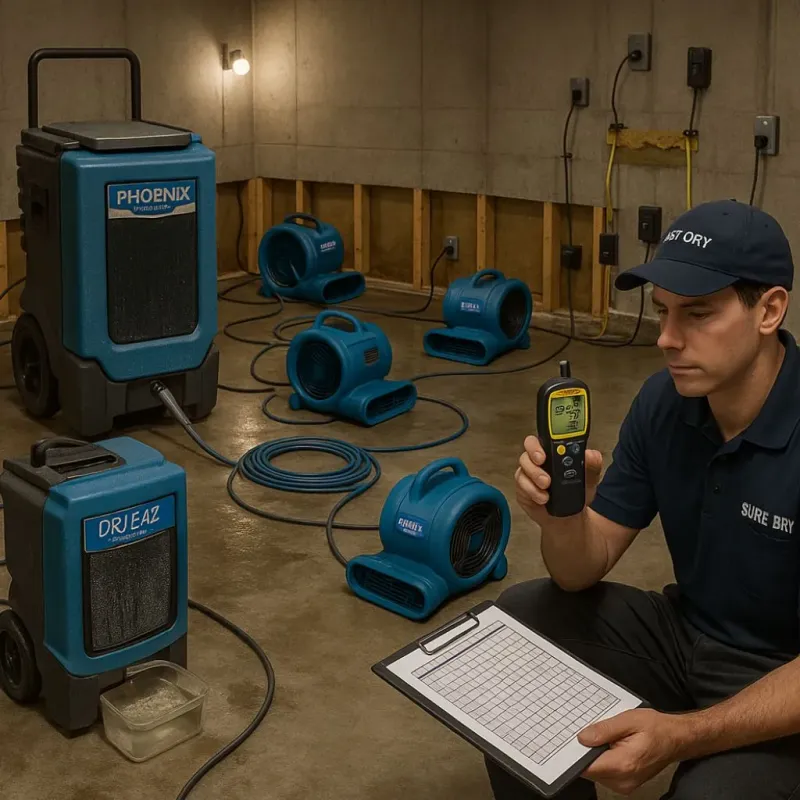 Structural Drying and Dehumidification process in Fort Meade, MD